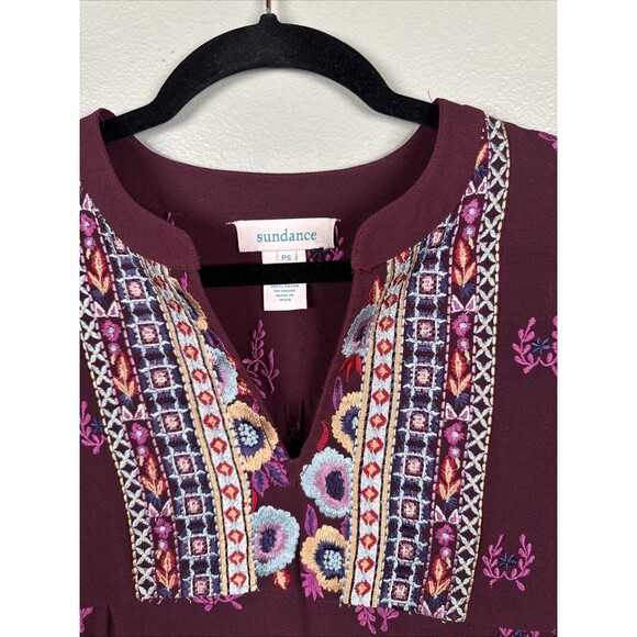 Sundance World Vision Purple Embroidered Boho Festival Dainty Dress Sz Petite S - Picture 3 of 13